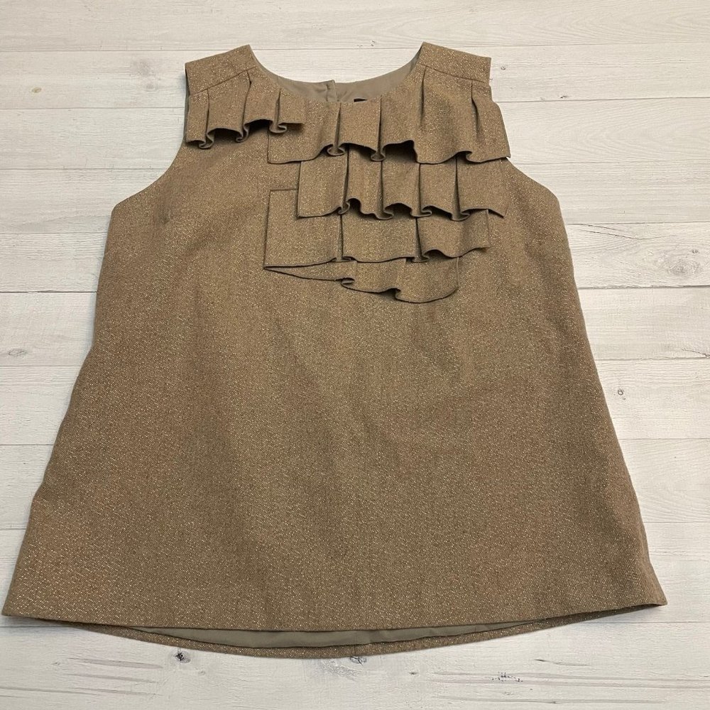 Banana Republic Gold Metallic Ruffle Neck Tank Top